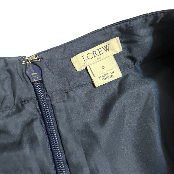 JCrew Pleated Navy Blue White Stars Midi Knee Length Skirt Size 0 Lined Zipper - Picture 4 of 10